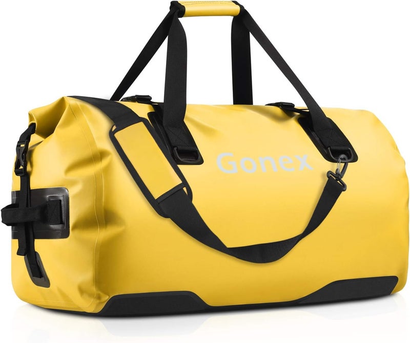 Gonex 60L Extra Large Waterproof Duffle Travel Dry Duffel Bag Heavy Duty Bag with Durable Straps & Handles for Kayaking Paddleboarding Boating Rafting Fishing Yellow - Image 1